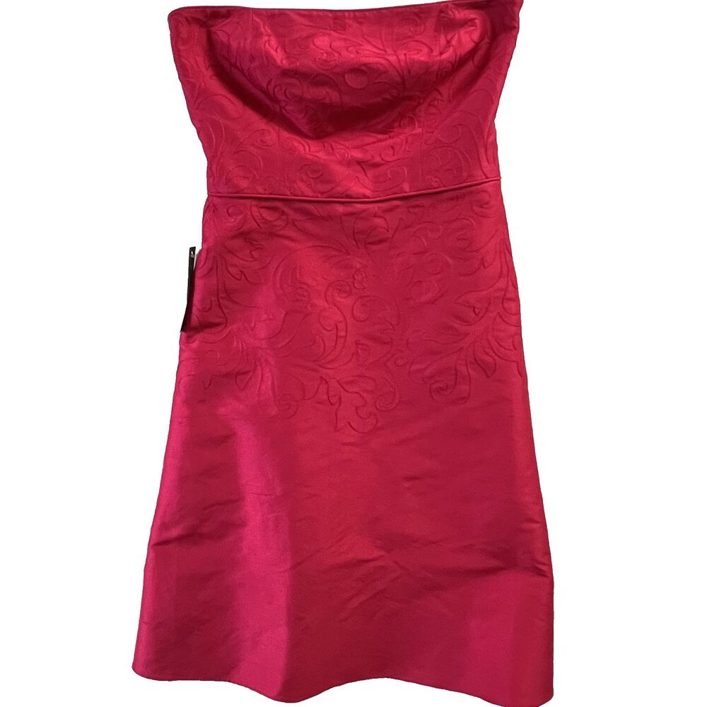 Ann Taylor Dress 2 Silk Strapless Embroidered Fit & Flare Dress Fuchsia NWT